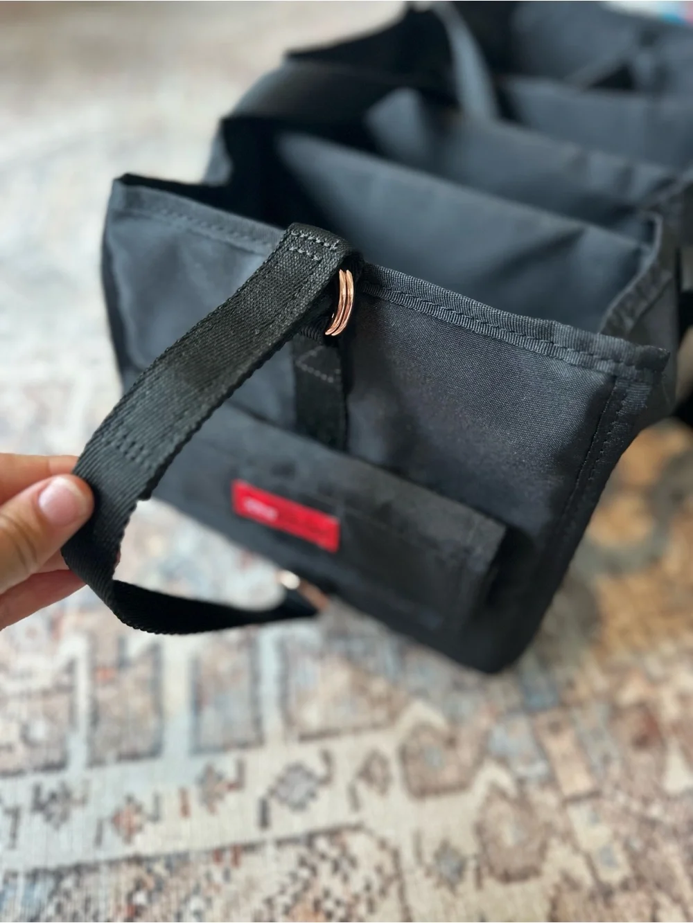 Storksak London Rolling Diaper Bag | Complete Set | Black & Rose Gold